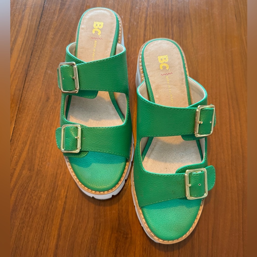 BC Green Vegan Leather Heels Size 8